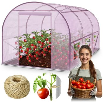 Sodo šiltnamio tunelis Case 123404, 2x3 m (6 m²), rožinis