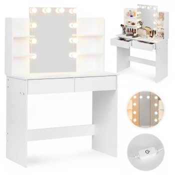 Modernhome kosmetinis staliukas su LED veidrodžiu ir stalčiais, Case 140775