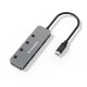 Wozinsky WHS080YSS 4 prievadų USB-A 3.0 šakotuvas su jungikliais ir USB-C laidu, pilkas