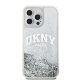 DKNY Liquid Glitters Arch Logo dėklas iPhone 15 Pro telefonui, baltas