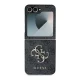 Guess Leather 4G Metal Logo dėklas Samsung Galaxy Z Flip 6, Juodas