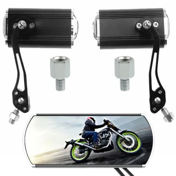 Aliumininiai motociklo veidrodėliai su M10 sriegiu ir M8 adapteriu, 2 vnt., juodi
