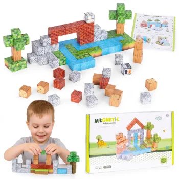 Kids Magnetic Building Cubes Set, 119 Pieces (2x2x2 cm)