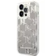 Karl Lagerfeld Liquid Glitter Monogram dėklas iPhone 14 Pro Max, sidabrinis