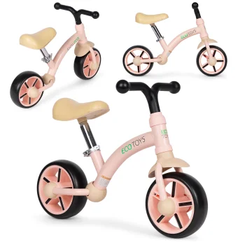 Ecotoys balansinis dviratukas su EVA ratais, rožinis