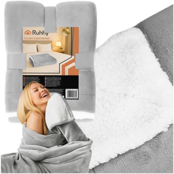 Ruhhy 00026293 Double-Sided Blanket 150x200 cm, Light Grey