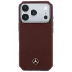 Mercedes Leather Semi Wrap Wood Effect MagSafe dėklas iPhone 17/18 Pro Max, bordo