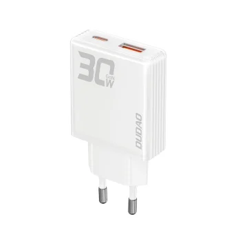GaN Dudao A30EU 30W USB-A / USB-C įkroviklis, baltas