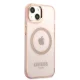 Guess Gold Outline Translucent MagSafe dėklas iPhone 13 telefonui, rožinis