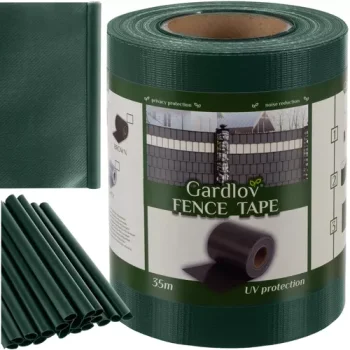 PVC Privacy Screen Strip for Balcony Terrace Garden Fence - 19cm x 35m and 450g/m², Green