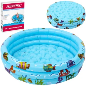 Kruzzel Inflatable Kids Pool, 80x30 cm, Blue/Multicolor