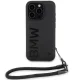 BMW Signature Leather Wordmark Cord dėklas telefonui iPhone 15 Pro, juodas