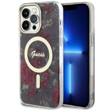 Guess dėklas iPhone 14 Pro Max telefonui Flower MagSafe, žalias