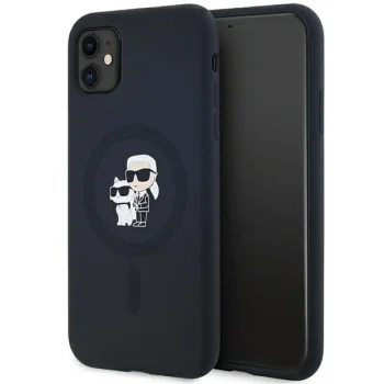 Karl Lagerfeld dėklas iPhone 11 / XR Silicone Karl & Choupette MagSafe, juodas