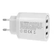 Sieninis įkroviklis Maclean MCE479 W, Quick Charge 3.0, 3x USB, baltas