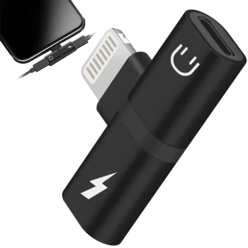 Lightning „du viename“ adapteris „iPhone“ ir „iPad“, juodas