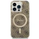Guess dėklas iPhone 14 Pro telefonui 4G MagSafe, rudas