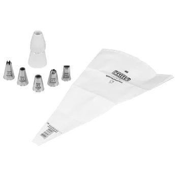 Konditerinio maišelio rinkinys Kaiser Pro, 7 dalių, 40 cm, baltas / sidabrinis