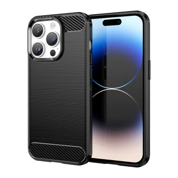 Dėklas „Carbon“ telefonui „iPhone 14 Pro Max“, juodas