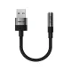Garso adapteris Acefast J13, USB-A į 3.5 mm mini jack, juodas
