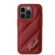 Karl Lagerfeld dėklas iPhone 15 Pro telefonui Diagonal Quilted Script, raudonas