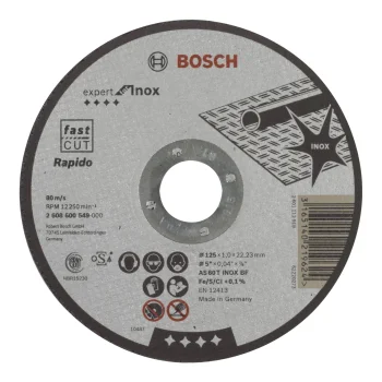 Pjovimo diskas Bosch Expert for Inox Rapido, tiesus, 125 x 1.0 x 22.23 mm