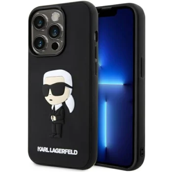 Karl Lagerfeld dėklas iPhone 14 Pro telefonui 3D Rubber Icon, juodas