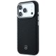 Mercedes Leather Semi Wrap Wood Effect MagSafe dėklas iPhone 17 Pro Max, juodas