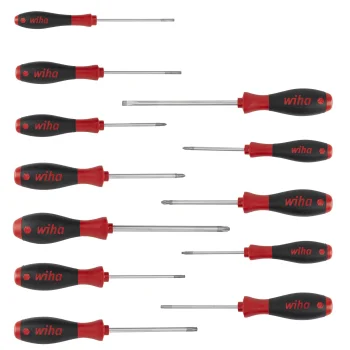 Atsuktuvų rinkinys Wiha SoftFinish, 12 vnt., juodas / raudonas