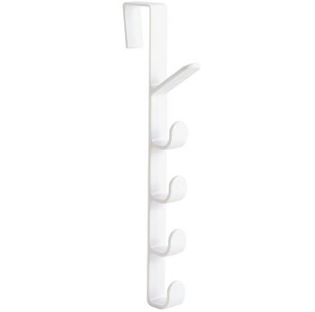 Over the Door Hanger with 5 Hooks, No Drilling Required, white