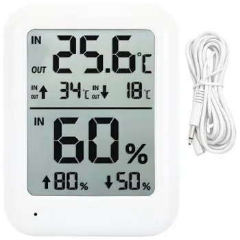 Digital Weather Station with LCD Display, Wired Probe and Hygrometer