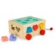 ECOTOYS Wooden Shape Sorter & Pull Along Cart with Blocks for Toddlers