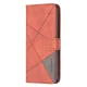 Apple iPhone 14 Pro 6.1\'\' Geometric Texture Wallet Stand Leather Phone Book Case Cover, Brown