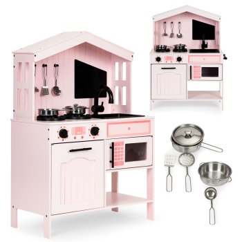 Medinė vaikiška virtuvėlė su priedais Ecotoys PLK563P