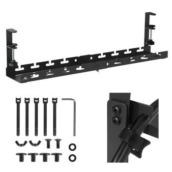 Maclean MC-103 B Under-Desk Cable Organizer, Black