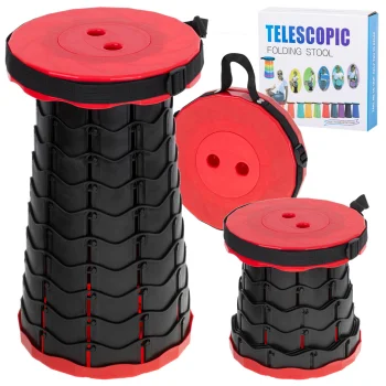 Telescopic Folding Camping Stool, Red