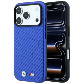 BMW M Carbon Printed Ring MagSafe dėklas skirtas iPhone 17 Pro / 18 Pro, mėlynas