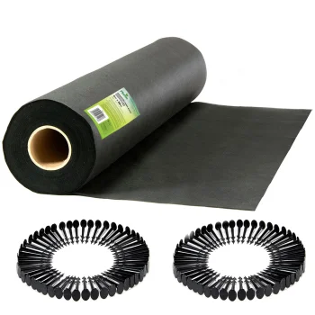 Plonos agroplėvelė nuo piktžolių 1 x 50 m su 50 vnt. smeigių, juoda