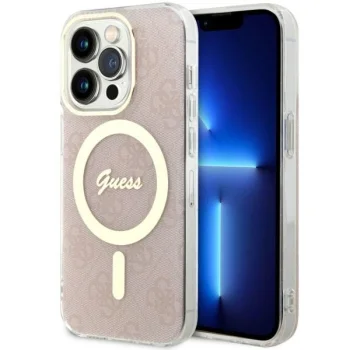 Guess dėklas iPhone 14 Pro su MagSafe, rožinis