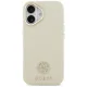 Guess Grained Strass Logo MagSafe dėklas iPhone 17 telefonui, smėlio spalvos
