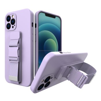 Rope Case silikoninis dėklas su dirželiu iPhone 12 Pro, violetinis