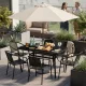 MultiGarden sodo stalas 140x80 cm, grūdintas stiklas, juodas