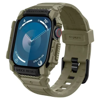 Spigen Rugged Armor Pro dirželis Apple Watch 10 (46mm) laikrodžiui, žalias