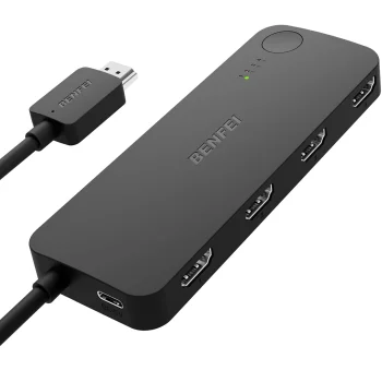 Benfei HDMI šakotuvas 4-in-1 4K 60Hz 2K 144Hz HDCP 2.3, juodas