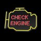Plexi LED neonas Neolia NNE21 CHECK ENGINE, geltonai raudonas