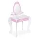 ECOTOYS Wooden Kids Vanity Table Set with Mirror, Stool and 7 Accessories