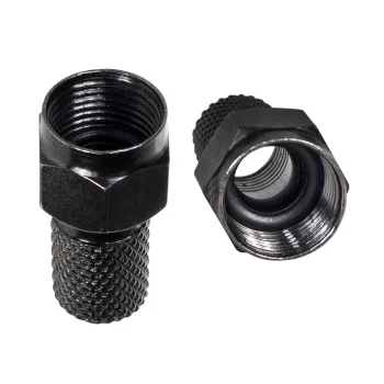 Maclean MCTV-903 F kištukas RG6 ir RG5.9 kabeliui, 6.8 mm, nikeliuotas su tarpine, juodas