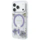 Guess Resin Flowers Glitter MagSafe dėklas iPhone 18 Pro Max / 17 Pro Max, violetinis