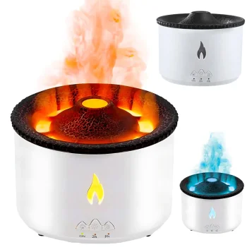 Oro drėkintuvas ir aromato difuzorius su RGB LED ugnikalnio efektu