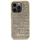 Guess dėklas iPhone 15 Pro telefonui Disco Script Metal, auksinis